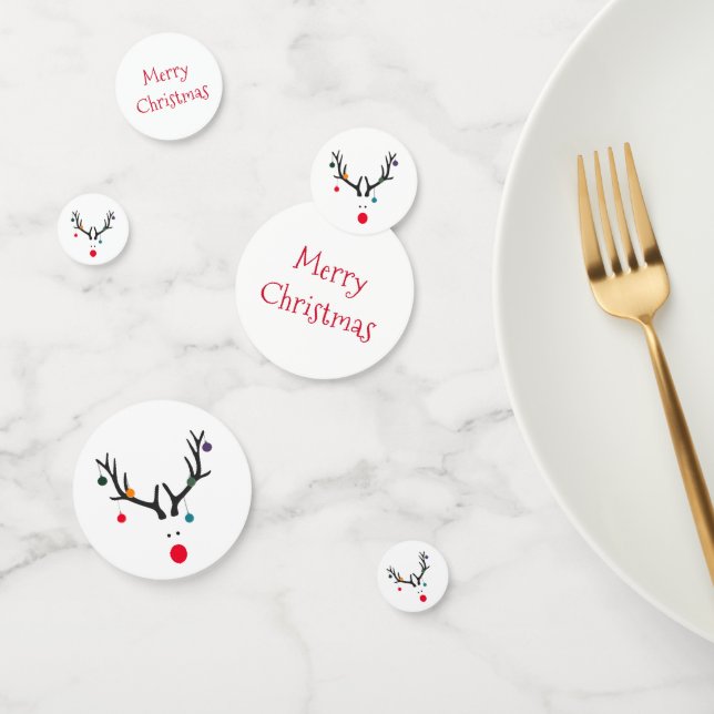 Modern funny abstract Christmas reindeer white red Confetti (Group)
