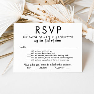 Modern Funny Bells Wedding with Meal RSVP Card