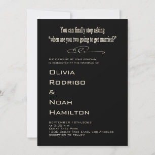 Modern Funny Black White Wedding Invitation