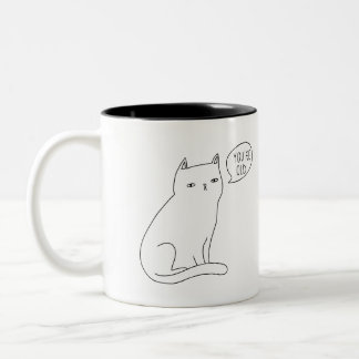 Modern funny bored cat "you're old" Birthday Two-Tone Coffee Mug