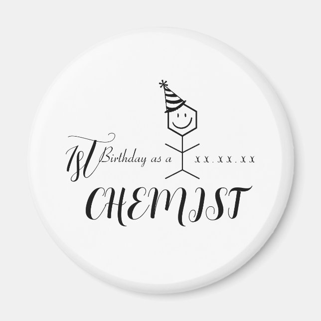 Modern Funny Chemist Pharmacist Birthday Chemistry Magnet (Front)
