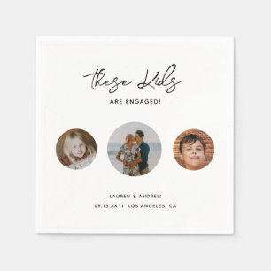 Modern Funny Childhood Photo Engagement Party  Napkins