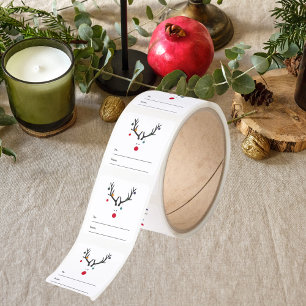 Modern funny Christmas reindeer white red blue Square Sticker