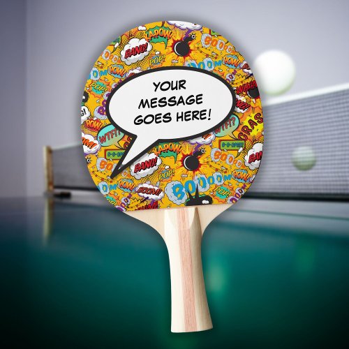Modern Funny Comic Book Personalized Speech Bubble Ping Pong Paddle