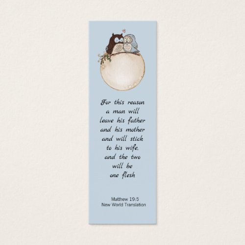 Modern Funny Couple Owls Wedding Bible Bookmark