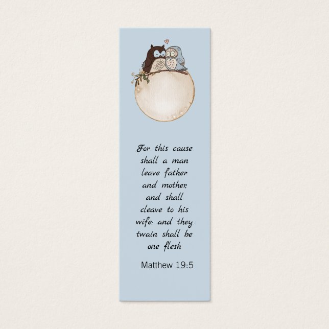 Modern Funny Couple Owls Wedding Bible Bookmark (Front)