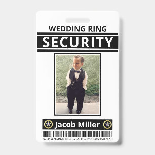 Modern Funny Custom Photo Ring Bearer ID Security Badge
