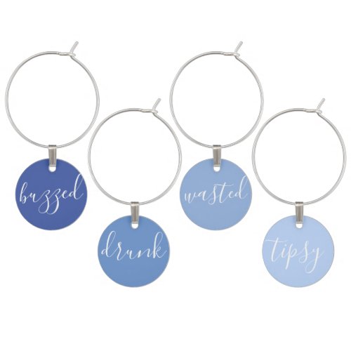 Modern Funny Customizable Script  Blue Ombre Wine Charm