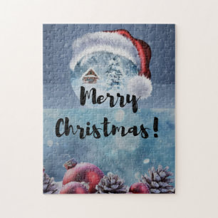 Modern funny cute Christmas reindeer Jigsaw Puzzle