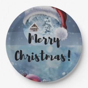Modern funny cute Christmas reindeer      Paper Plates
