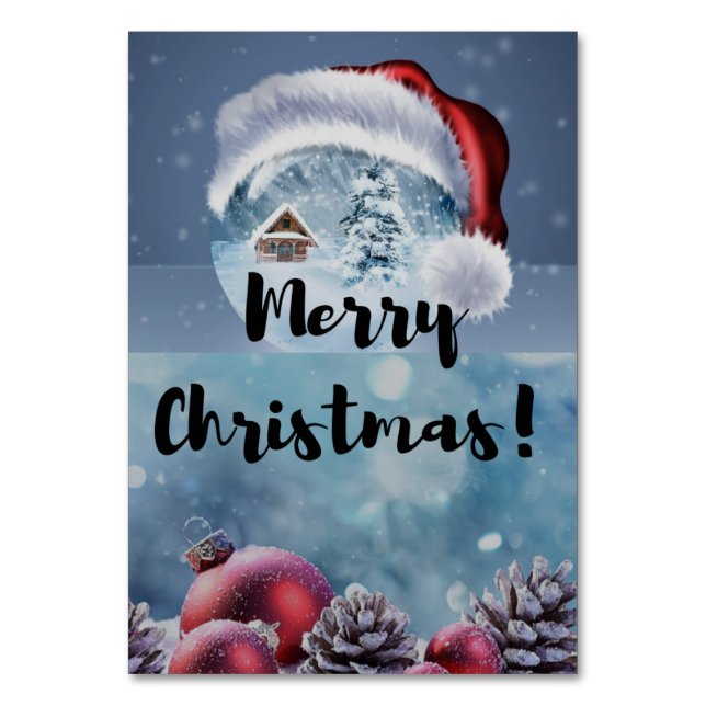 Modern funny cute Christmas reindeer      Table Number (Front)