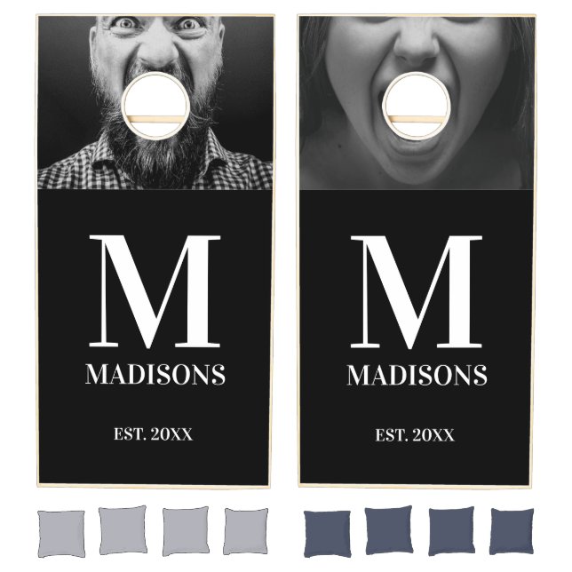 Modern Funny Family Name & Photo  Cornhole Set (Set)
