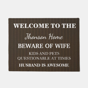 Modern Funny Family Name Welcome Personalized Door Doormat