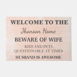 Modern Funny Family Name Welcome Personalized Door Doormat