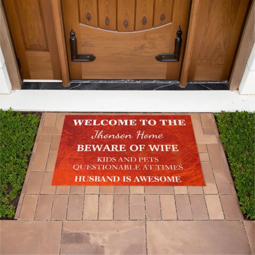 Modern Funny Family Name Welcome Personalized Door Doormat