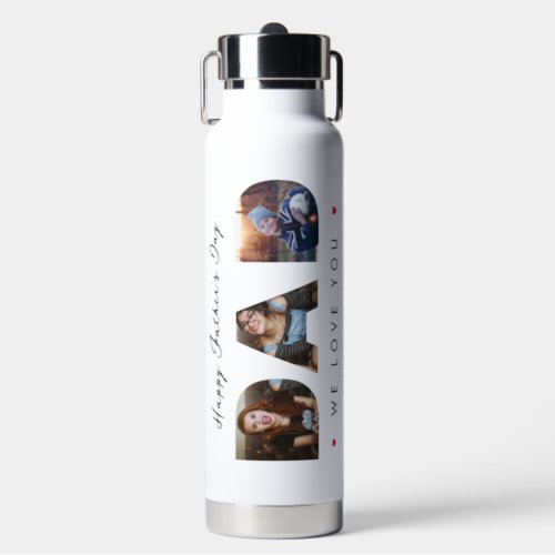 Modern Funny Fathers Day from Daughter 3 Photo Water Bottle