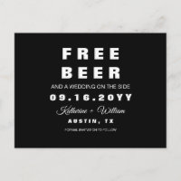 Modern Funny Free Beer Chic Wedding Save the Date