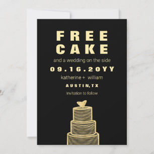 Modern Funny Free Cake Faux Gold Foil Wedding Save The Date