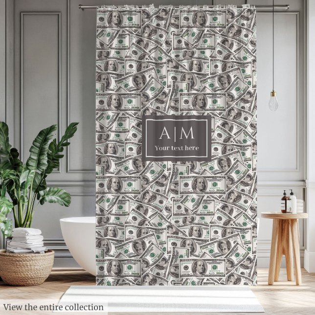 Modern funny gift for money lovers with dollar shower curtain (Modern funny gift for money lovers with dollar style)