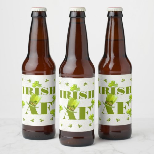 Modern Funny IRISH AF  Beer Bottle Label