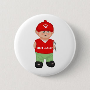 Modern funny jabbed cartoon button