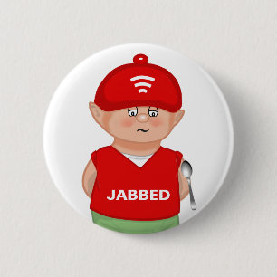 Modern funny jabbed cartoon button