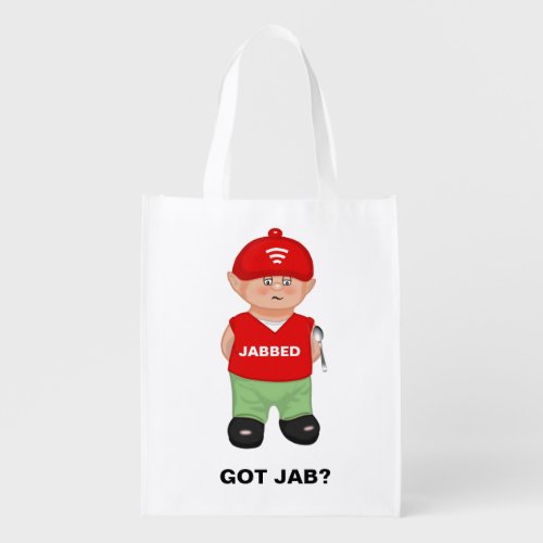 Modern funny jabbed cartoon tote bag
