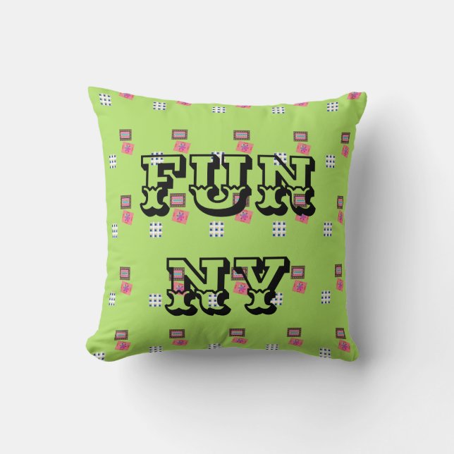MODERN FUNNY KID'S BLACK -LIGHT GREEN THROW PILLOW (Front)