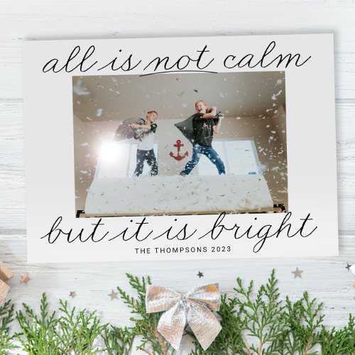 Modern Funny Kids Handwritten Christmas Photo Card