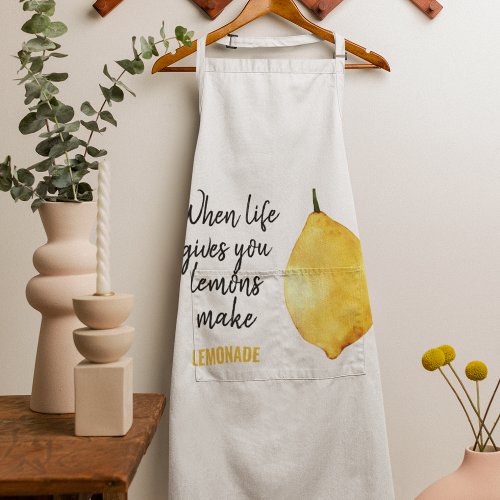 Modern Funny Lemon Yellow Quote Apron