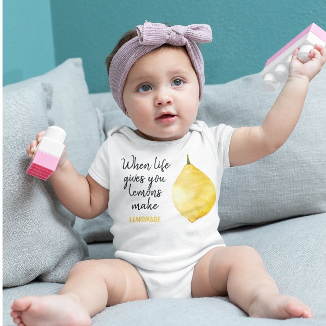 Modern Funny Lemon Yellow Quote Baby Bodysuit (Creator Uploaded)