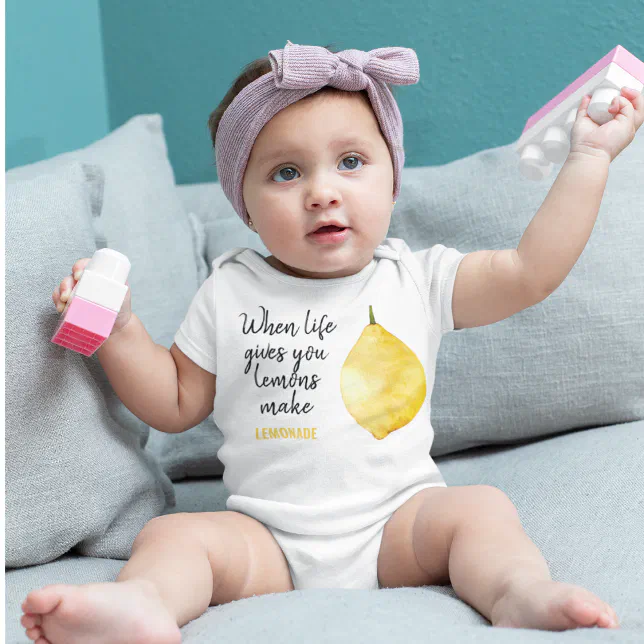 Modern Funny Lemon Yellow Quote Baby Bodysuit Zazzle