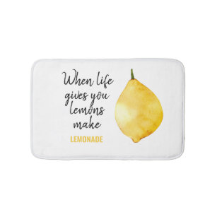 Modern Funny Lemon Yellow Quote Bath Mat