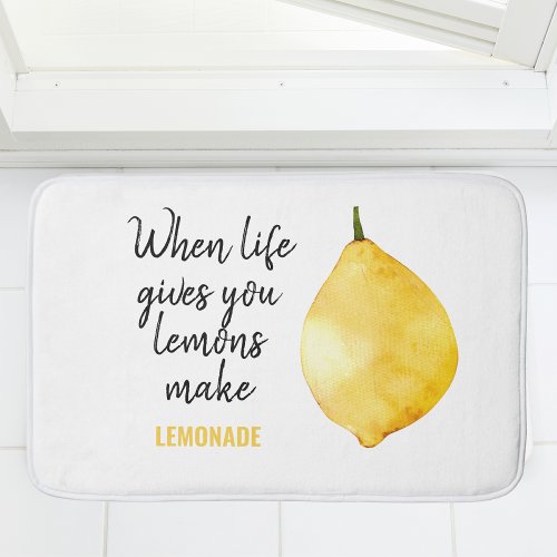 Modern Funny Lemon Yellow Quote Bath Mat