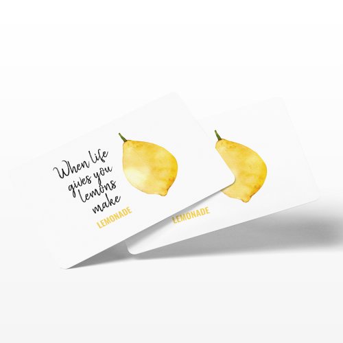Modern Funny Lemon Yellow Quote Business Card