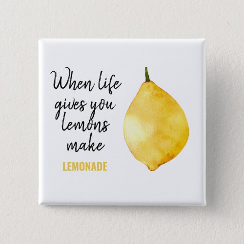 Modern Funny Lemon Yellow Quote Button