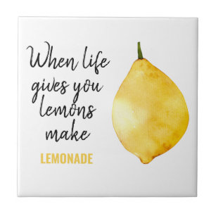 Modern Funny Lemon Yellow Quote Ceramic Tile