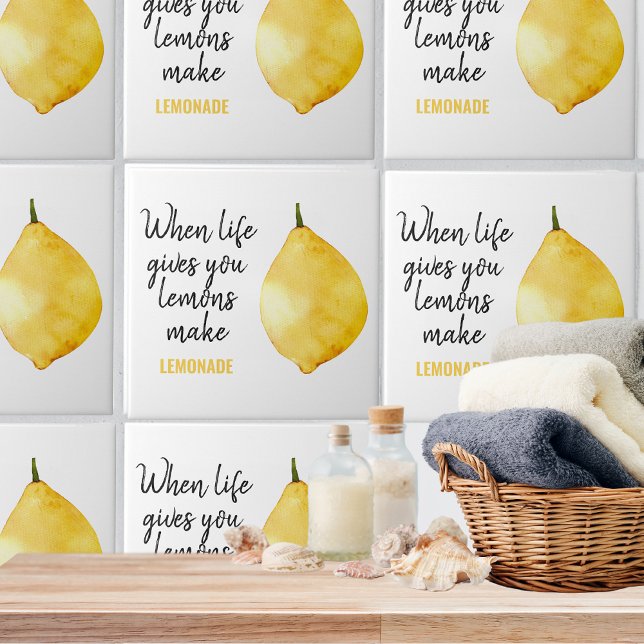 Modern Funny Lemon Yellow Quote Ceramic Tile (Creator Uploaded)