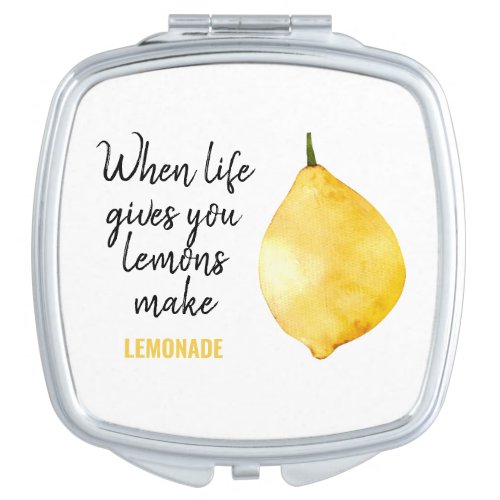 Modern Funny Lemon Yellow Quote Compact Mirror