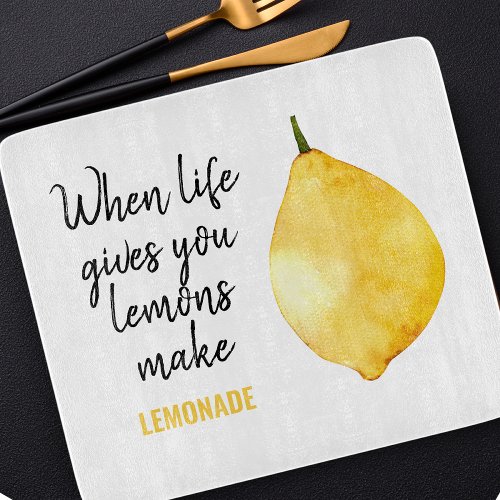 Modern Funny Lemon Yellow Quote Cutting Board