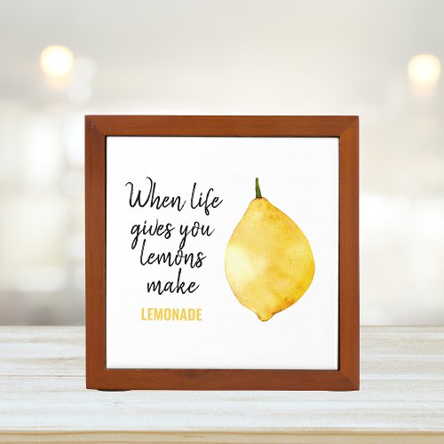 Modern Funny Lemon Yellow Quote Desk Organizer