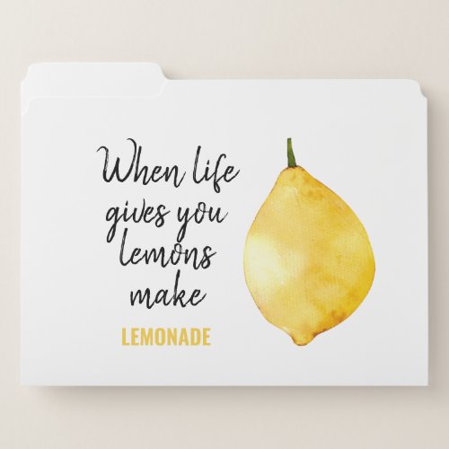 Modern Funny Lemon Yellow Quote File Folder