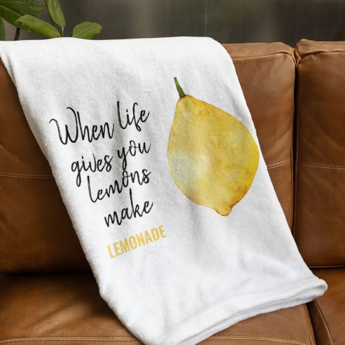 Modern Funny Lemon Yellow Quote Fleece Blanket