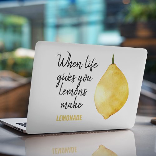 Modern Funny Lemon Yellow Quote HP Laptop Skin