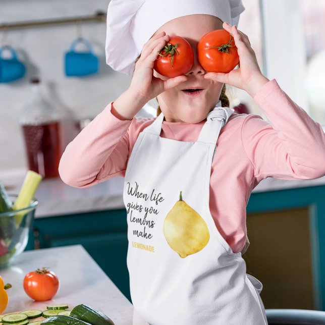 Modern Funny Lemon Yellow Quote Kids' Apron (Creator Uploaded)
