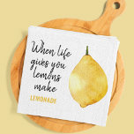 Modern Funny Lemon Yellow Quote Kitchen Towel<br><div class="desc">Modern Funny Lemon Yellow Quote</div>