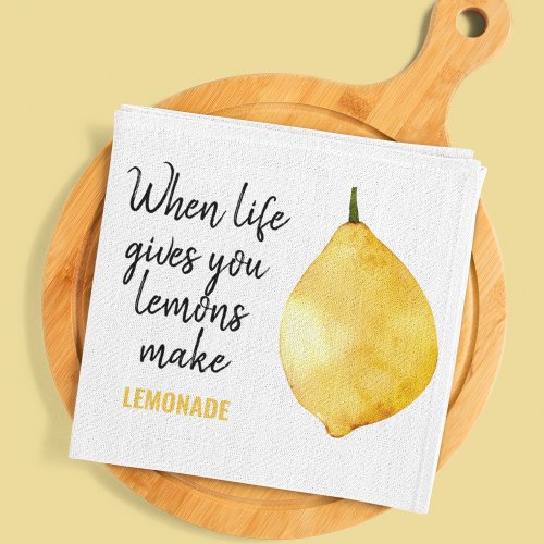 Modern Funny Lemon Yellow Quote Kitchen Towel