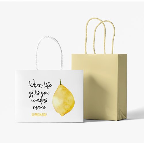Modern Funny Lemon Yellow Quote Large Gift Bag