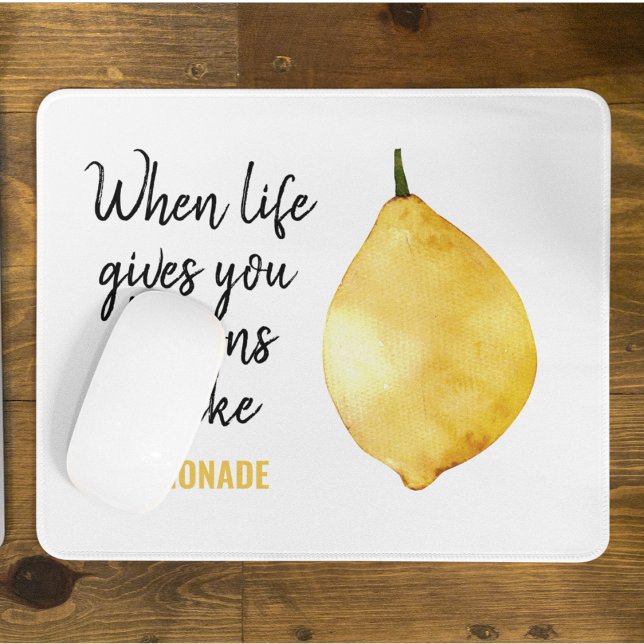 Modern Funny Lemon Yellow Quote Mouse Pad (Creator Uploaded)