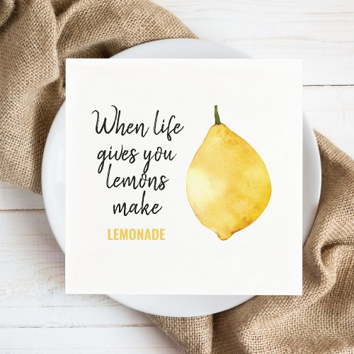 Modern Funny Lemon Yellow Quote Napkins